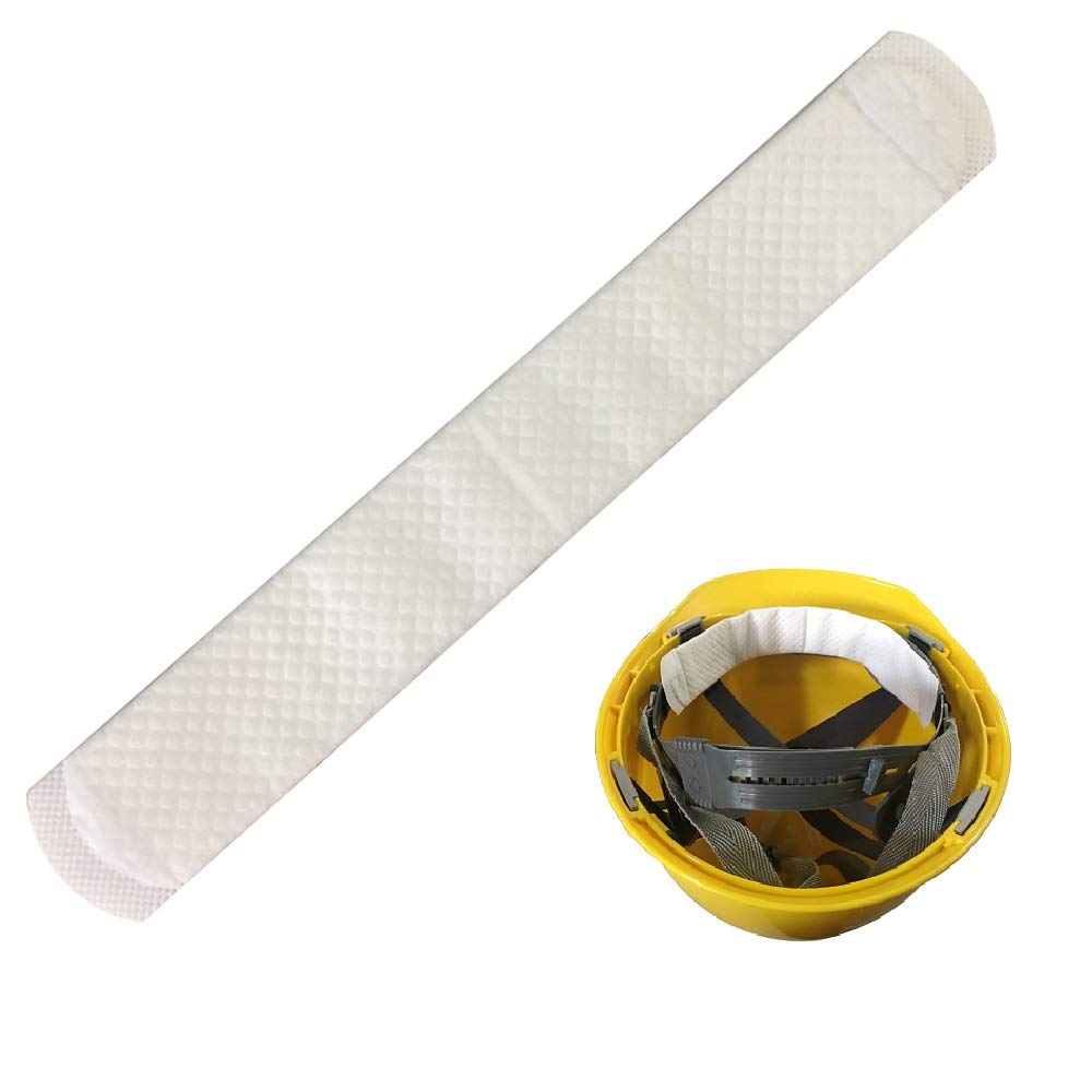 

Disposable Helmet Sweat Absorbing Pads Tape for Easy Refreshing Mint Scent (50 count), 265x35mm, Double-Sided Application, белый