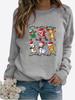 Winter Women's Santa Claus Printed Tops T-shirt Ladies Round Neck Long Sleeve Casual Sweatshirt Plus Size Blouse