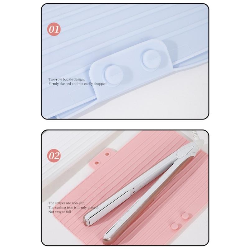 Thermal Protective Pouches for Hair Styling Tools Leakproof Silicone Lovely Cosmetic Organizers Fit Multiple Iron Sizes