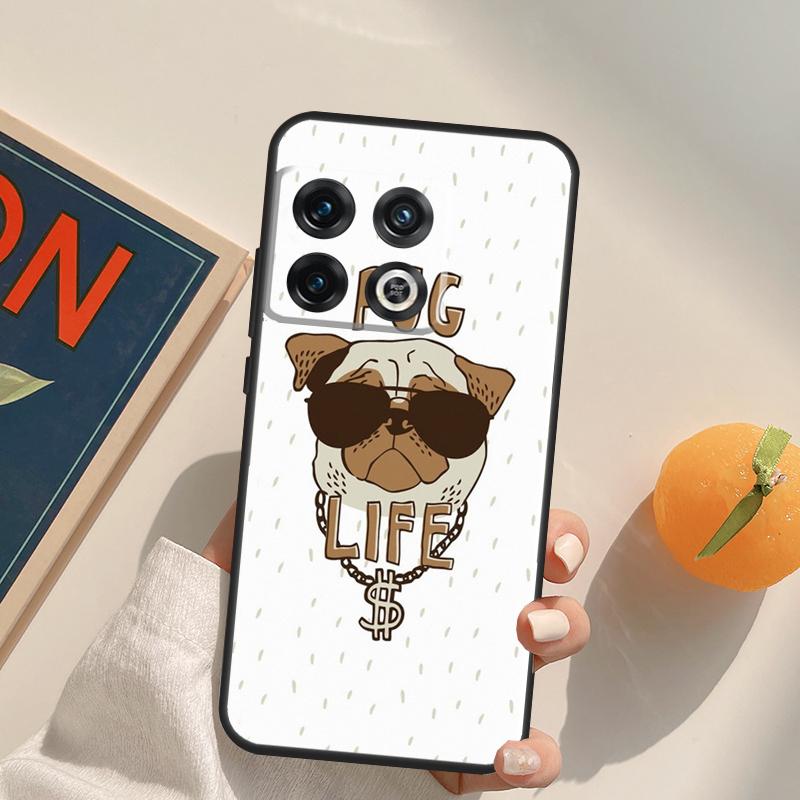 Funny Cartoon Pug Case For OnePlus 13R 12R 10R 13T 10T 11 12 13 15 OnePlus Nord 5 CE 2 3 4 Lite N20 N30 Cover