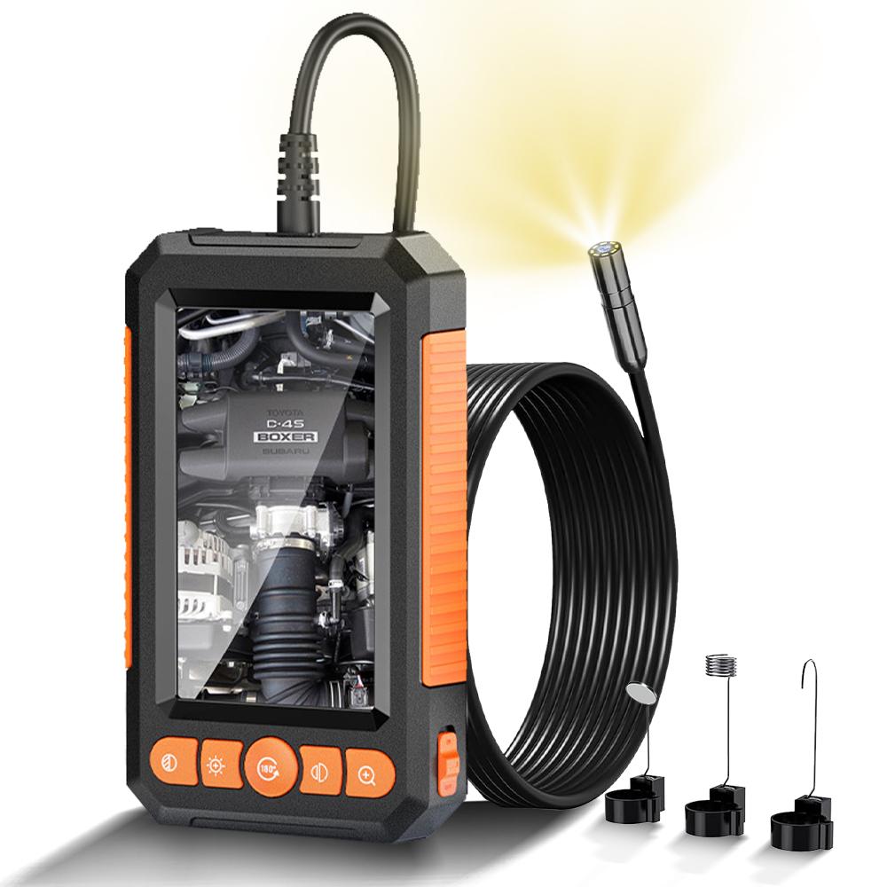 

1080P IPS промышленная эндоскопическая камера с экраном 4,3 дюйма, 8 светодиодов, 8 мм, однообъективная инспекционная камера-бороскоп IP67, водонепроницаемая для автомобиля 1M&8mm