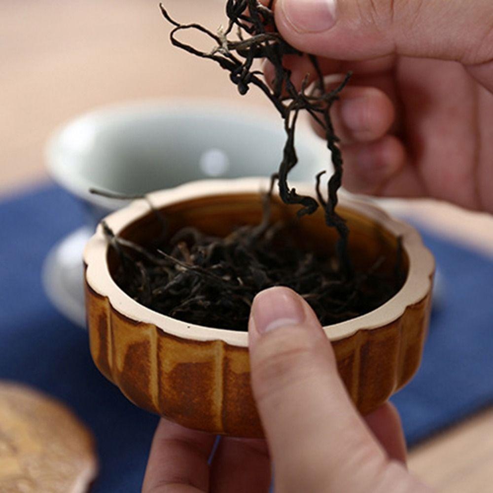 Ceramic Mooncake Shape Tea Jar Round Small Storage Box Tea Storage Container Mid-Autumn Festival