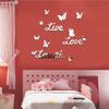 New Home Decorations DIY Silver Mirror Wall Sticker Large Decal 3D Stickers Butterfly Pattern