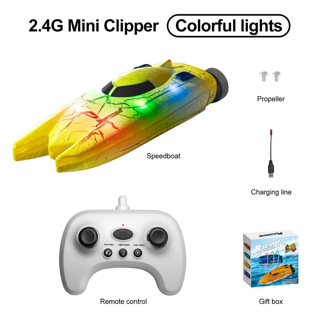 Non-Toxic Rc Baots 2.4G 4Wd Mini Remote Control Boat With Light Speedboat For Pools Competitive Indoor Watercraft Toys For Kids Gifts