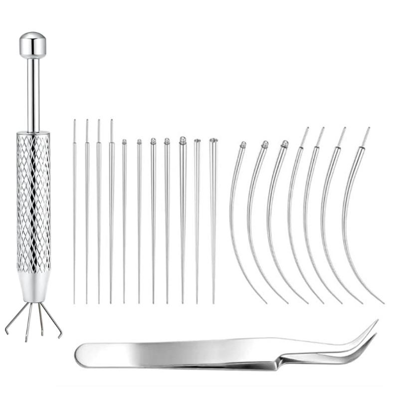 Set di Pinze Strumenti per Piercing Gioielli per il Corpo in Acciaio Inossidabile per Anelli per Orecchio Naso Labbra con Perni a Vite e Senza Filettatura