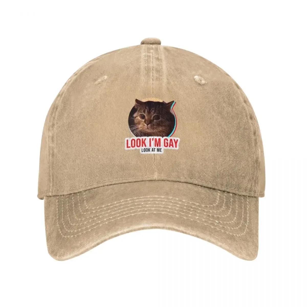 

Look im gay meme cat tiktok tshirt and stickers Baseball Cap custom caps sun caps funny hat Womens Hats Unisexs