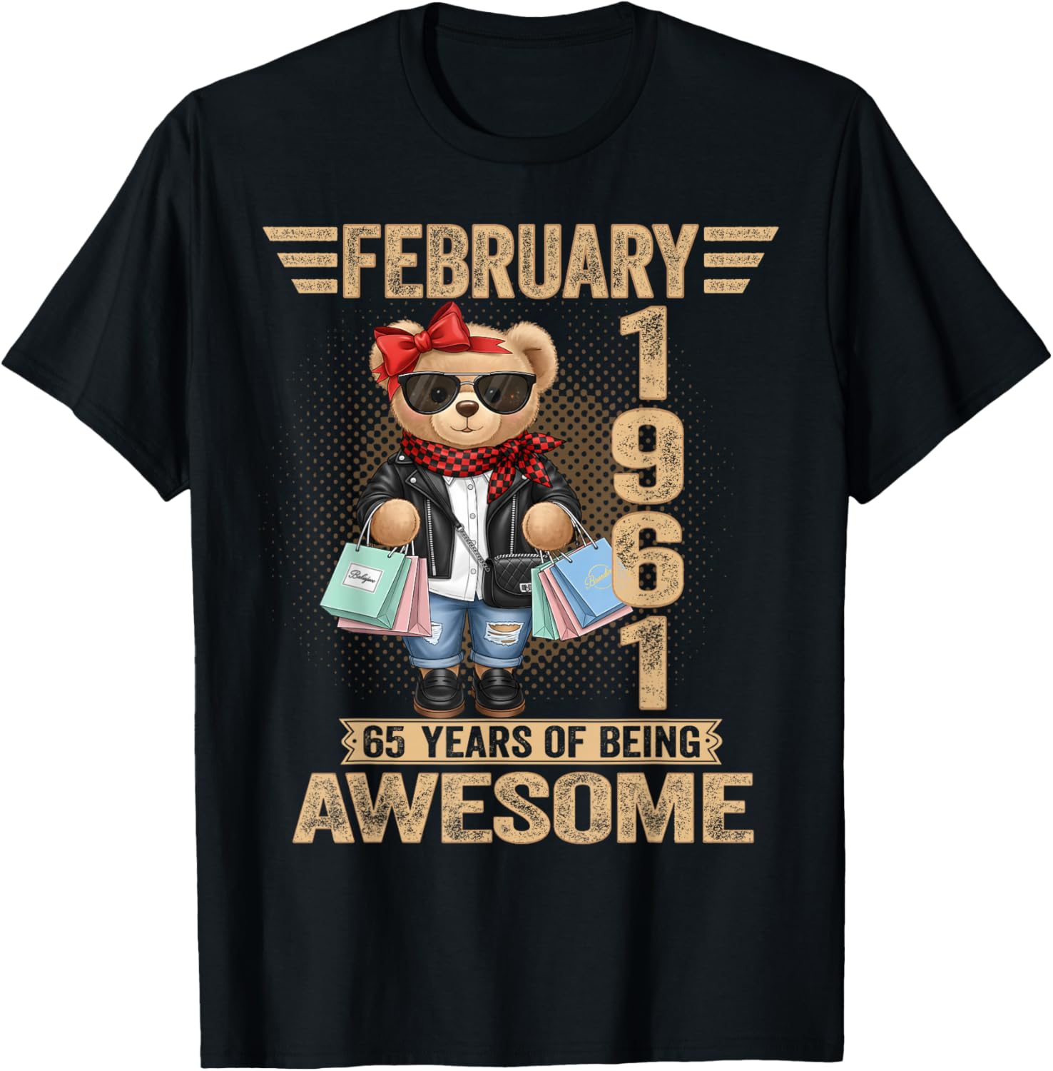 65 Year Old February 1961 Teddy Bear 65th Birthday Women T-Shirt S разноцветный