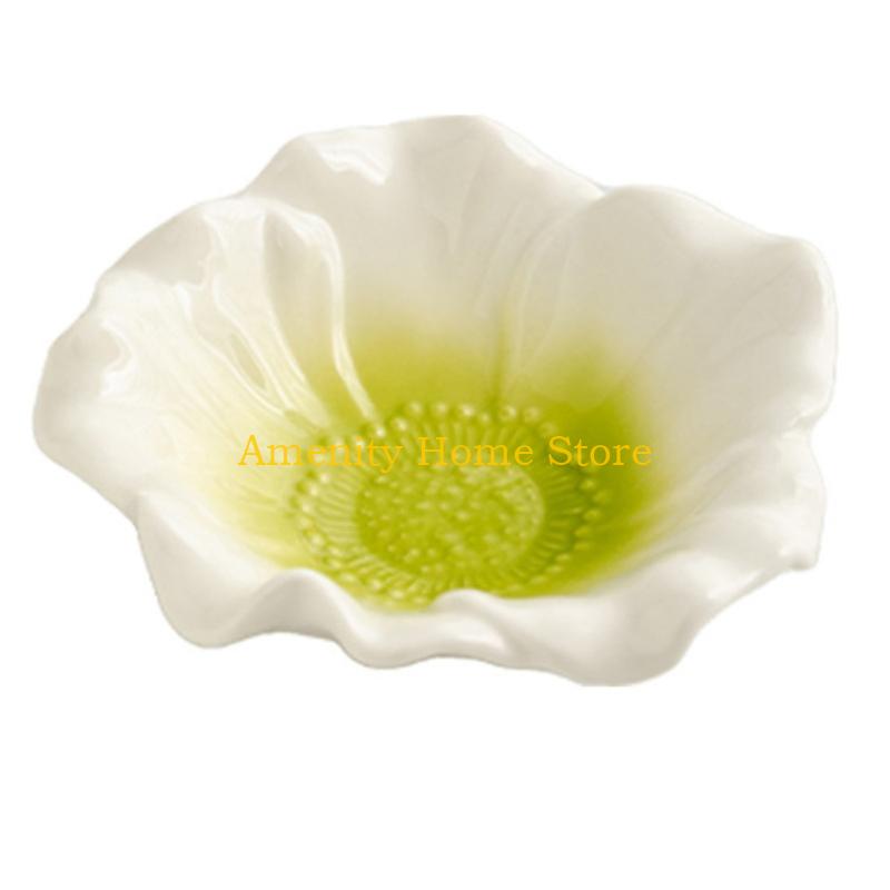 F26C Ceramic Flower Gradient Jewelry Tray for Contemporary Decoration
