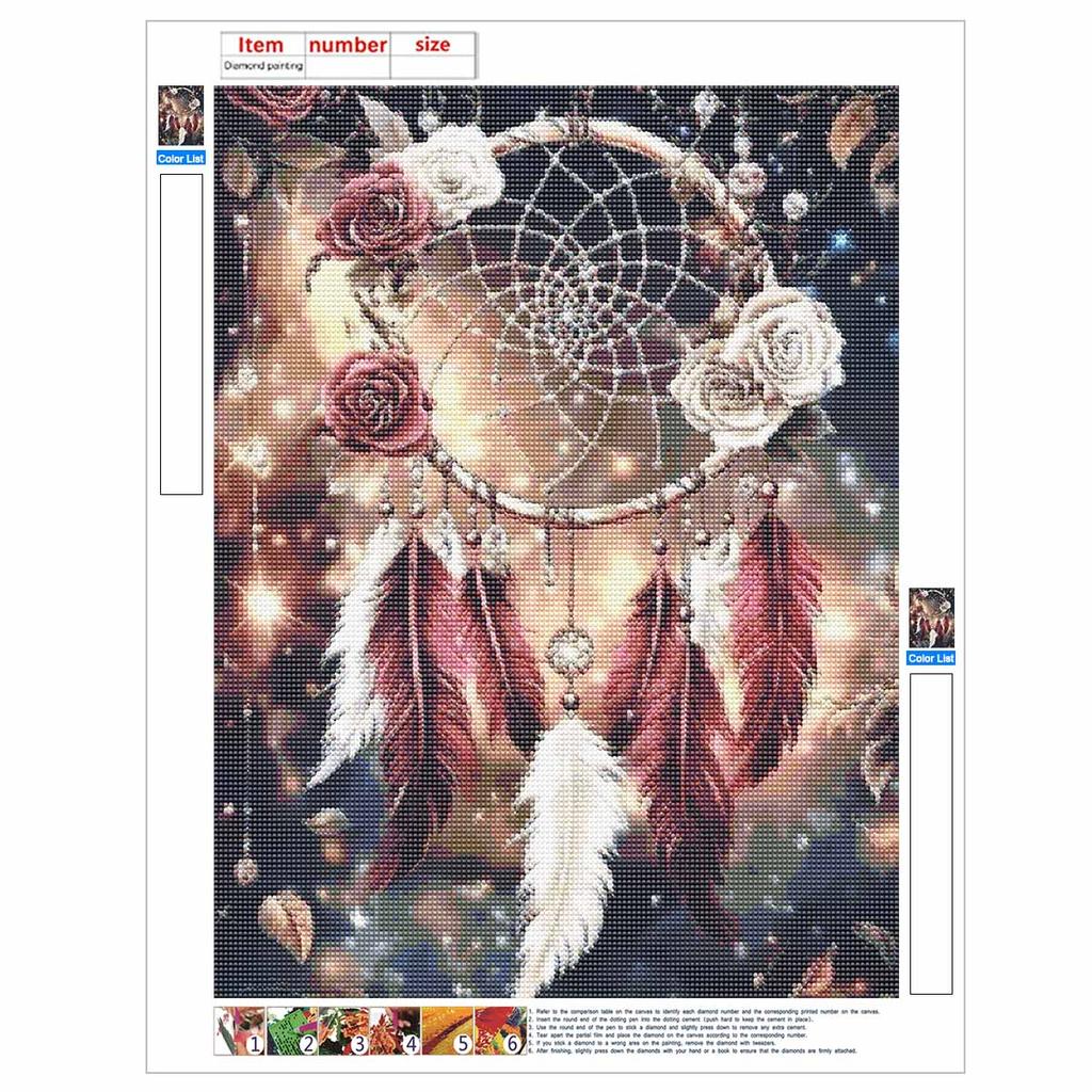 Creative Diamond Painting Kit for Adults DIY Dreamcatcher Rhinestone Picture Canvas for Leisure Craft Wall Art and Gift Making Fun Set