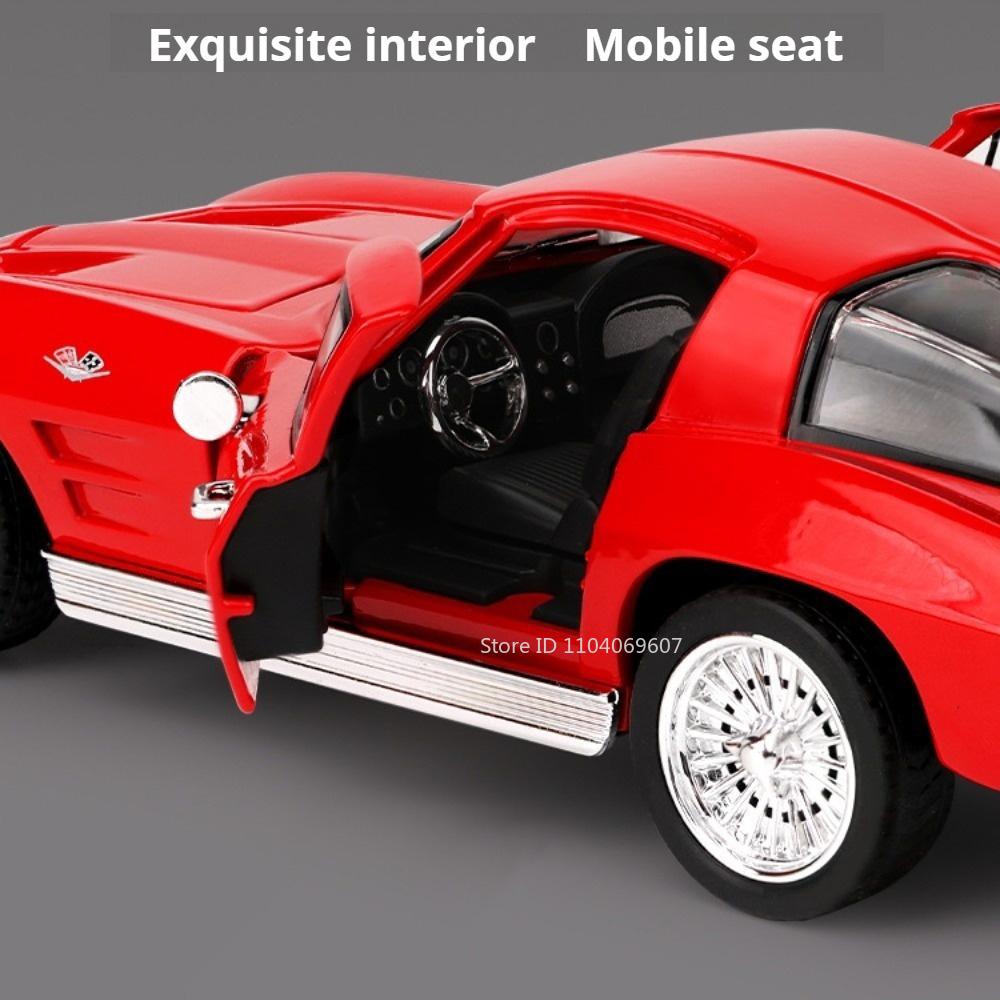 Scale 1:32 C2 Camaro Car Model Toy Metal Body Rubber Tires Sound Light Pull Back Simulation Models Toys for Kids' Edutainment