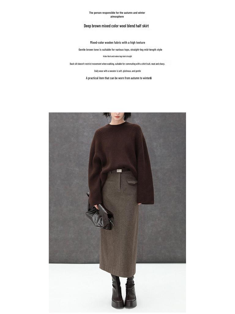 Stilvoller Midi-Rock mit hohem Bund für Damen - Herbst/Winter 2025, Hüftbedeckend, Über dem Knie, Perfekt für Büro und Pendeln.