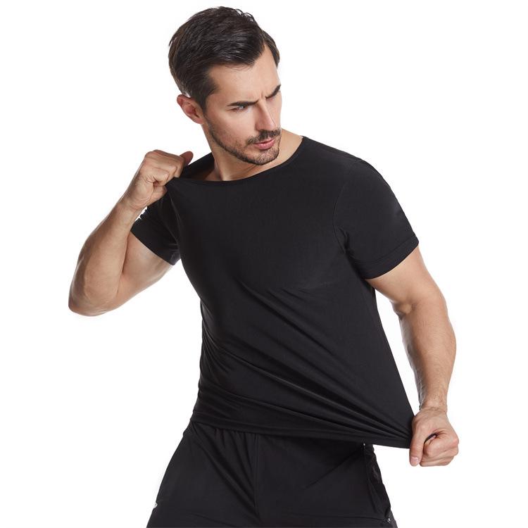 Men's Silver-Coated PU Sauna Suit: Body Shaper Sweat-Inducing Tight-Fit Short-Sleeve Vest for Abdomen Control.