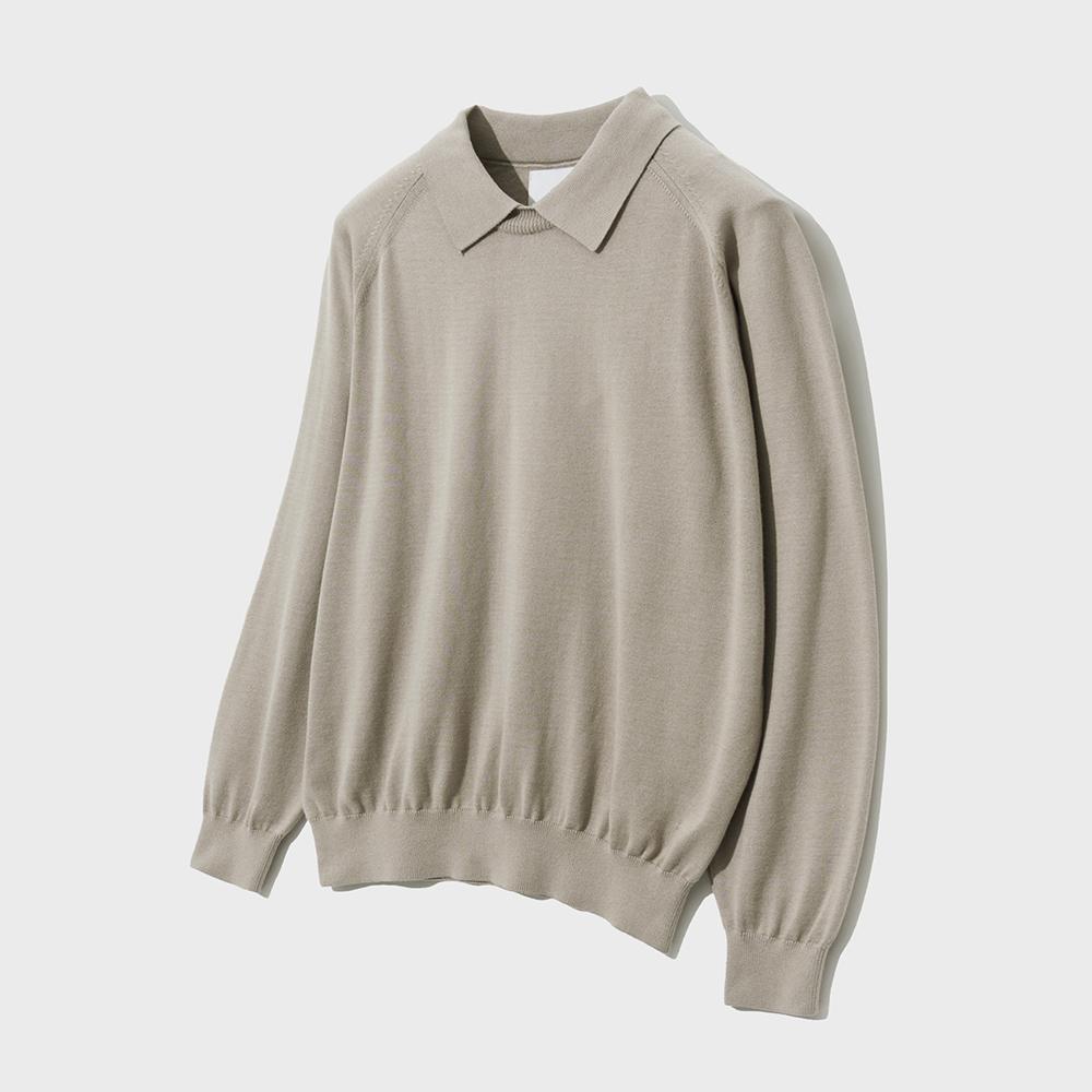 Yale Supima Cotton Raglan Collar Knit Greige Greige/S