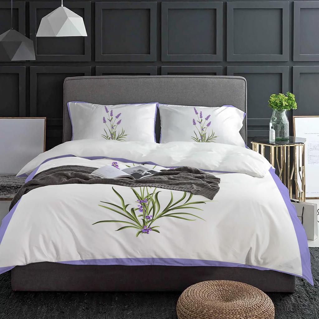 Purple Flower Lavender Romance Duvet Cover With Pillow Case Custom 3pcs Bedding Set Quilt Cover Double Bed Home Textile