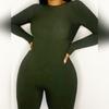 Ladie Long Sleeve Yoga Jumpsuit Sexy Female Tight Solid Color Jumpsuit
