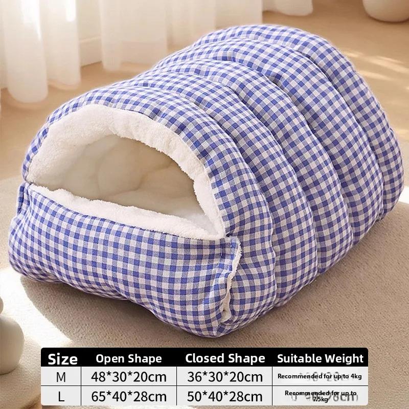 Thiened Warm Winter House Semi-Closed Dog House Detachable Waable Pet Mat Se Feeling Pet Bed for s And Dogs