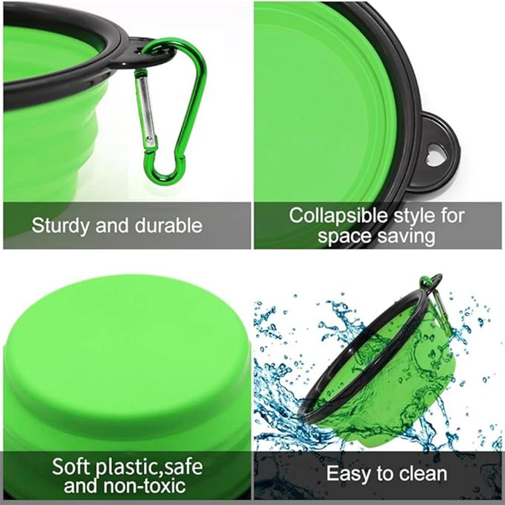 350ml Collapsible Folding Bowl With Keychain Pet Bowls Portable Silicone Travel Dog Bowl Cat Food Water Bowl Outdoor Camping