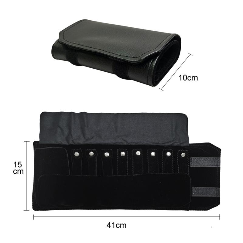 Black PU Leather Inner Black or Grey Velvet Jewelry Storage Bag MiNi Roll Bag Necklace Ring Earrings Pendant Storage Roll Bag