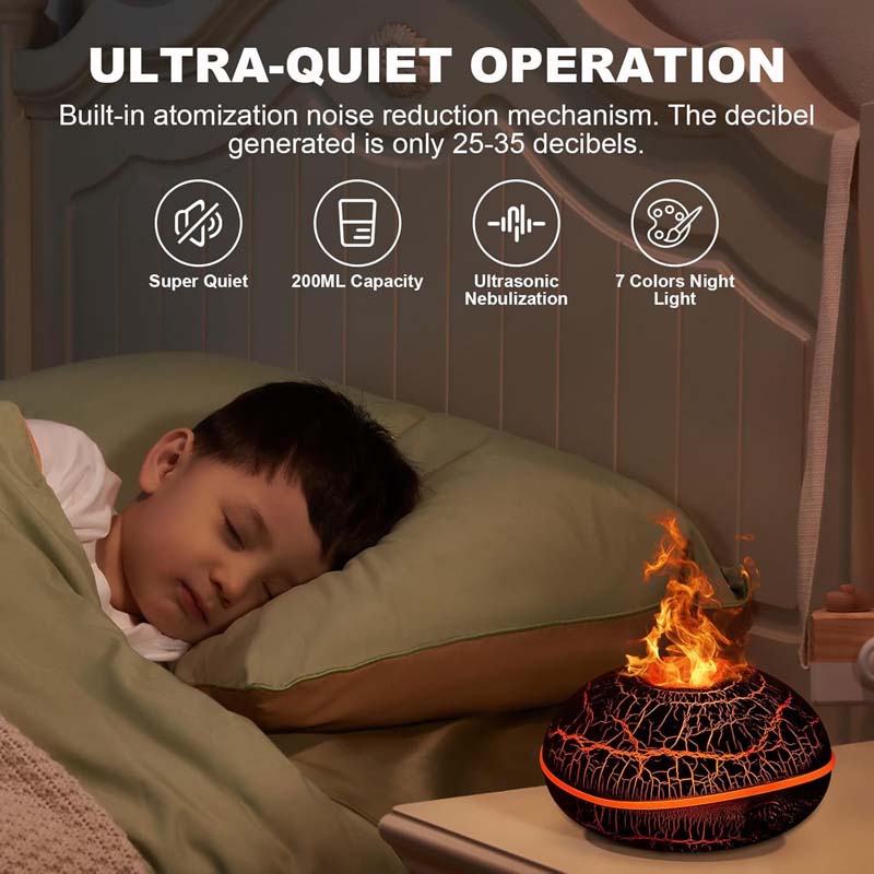 200ml Household Ultrasonic Air Humidifier with Aromatic Diffuser Flame Aromatherapy Machine Essential Oil Flare Aromatherapy