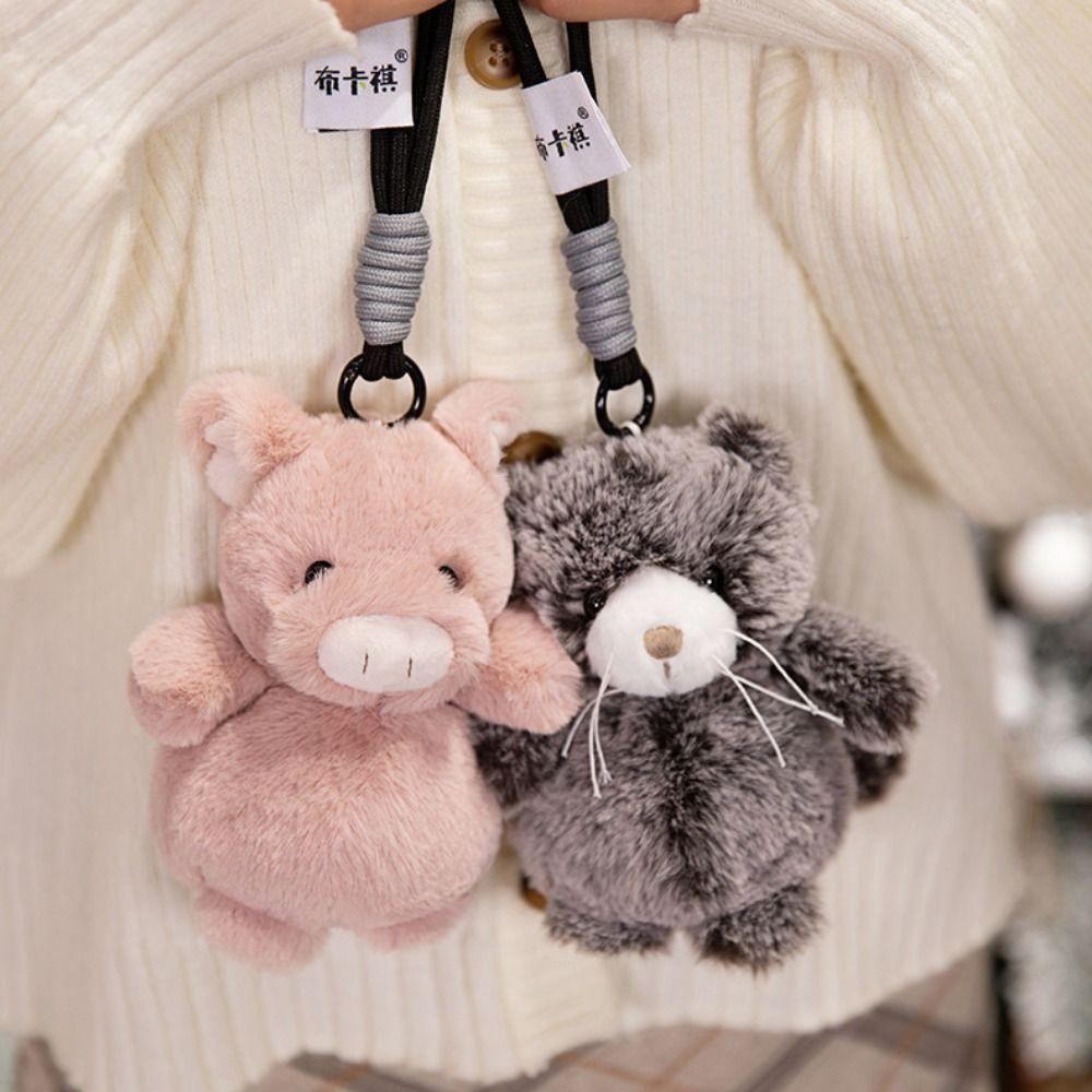 Cats Plush Dolls Pendant Raccoon Dog Zoo Animals Plush Keyring Plush Keychain  Decorative Item
