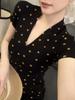 Elegant French-Style V-Neck Slim Fit Women's Summer Dress