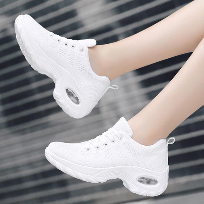 Women Air-cushion Casual Sneakers Breathable Knitted Dancing Shoes Fashion Platform Shoes Running Jogging Sports Shoes