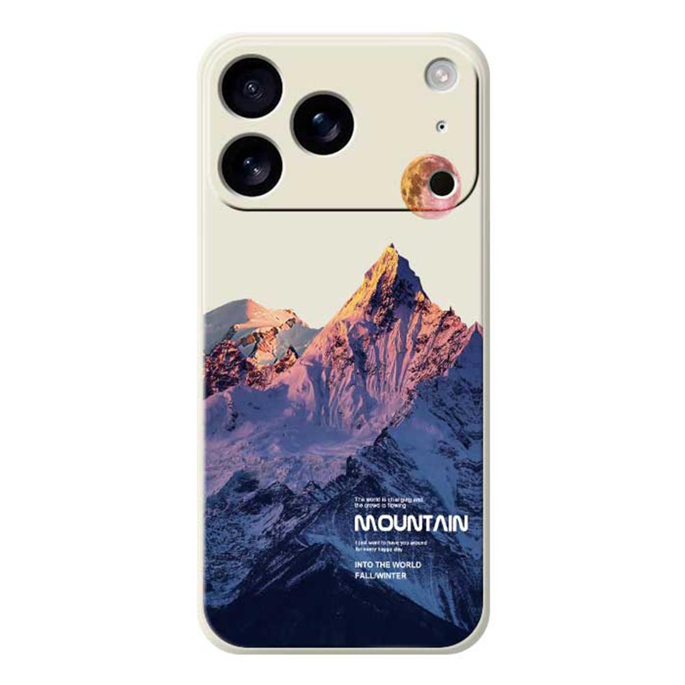 For iPhone 17 Pro Max Case Blue Snow Mountain Pattern Printing Straight Edge TPU Phone Back Cover A