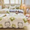 Cartoon Coral Fleece Four-Piece Set, Thickened Milk Fleece Sheet Quilt Cover, Snowflake Fleece Bed Three-Piece Quilt Cover