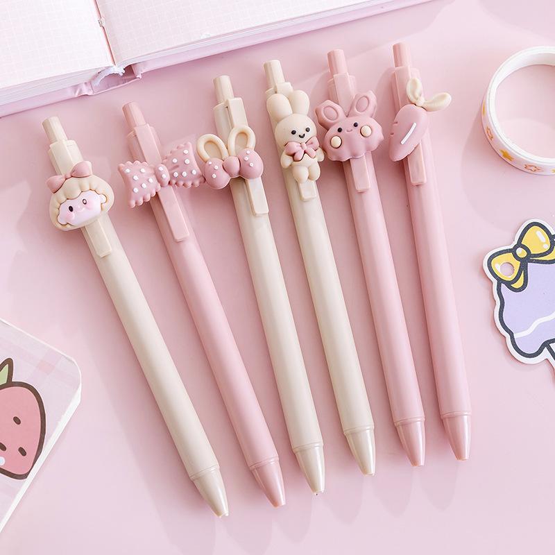 4 pcs/lot 0.5mm Kawaii Cartoon Rabbit Girl Mechanical Gel Ink Pens School Office Writing Supplies Stationery