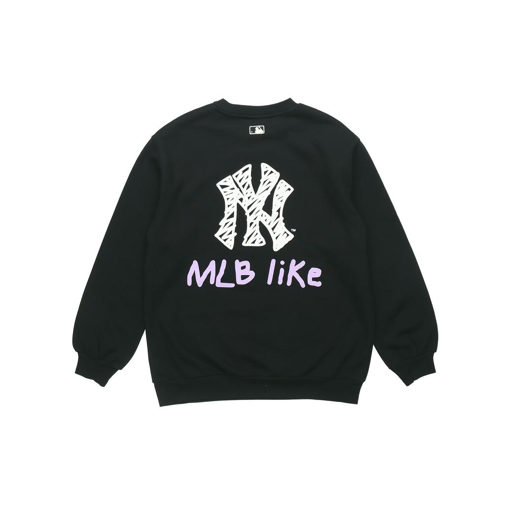 Serie Simile MLB New York Yankees Logo Lettere Posteriori Felpa con Cappuccio in Pile Felpato Felpa Unisex Nero 31MT22961-50L