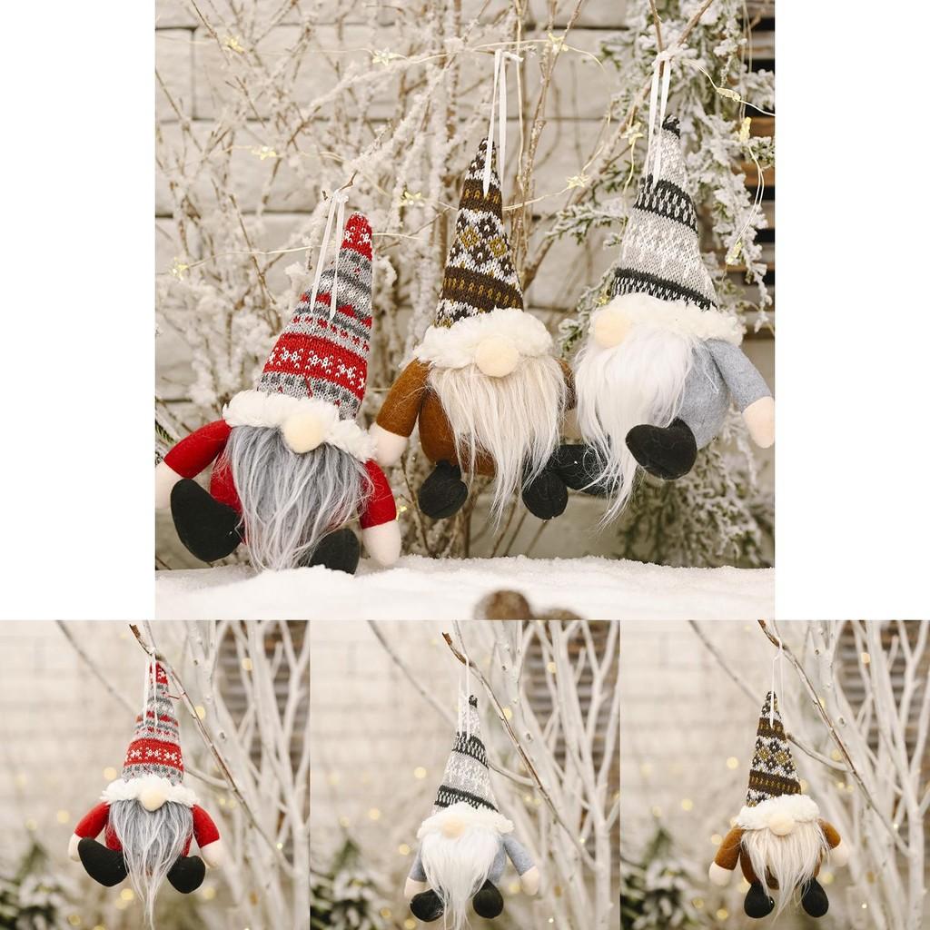 Charming Knitted Hat Forest Old Man Hanging Ornament For Christmas Decoration