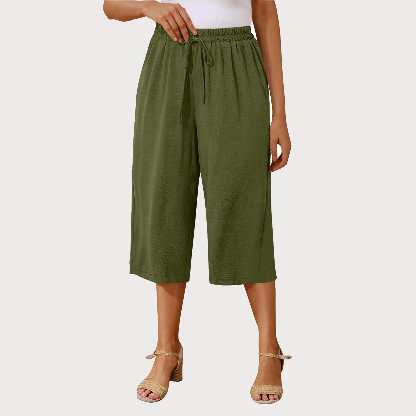 

Женские однотонные повседневные брюки с высокой талией, спортивные брюки, шорты 1/2 S зелёный