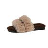 Internet Celebrity Brown Popular Fluffy Slippers Women's Autumn and Winter Wear 2025 New Thick Bottom Casual Home Fluffy Cotton Drag
