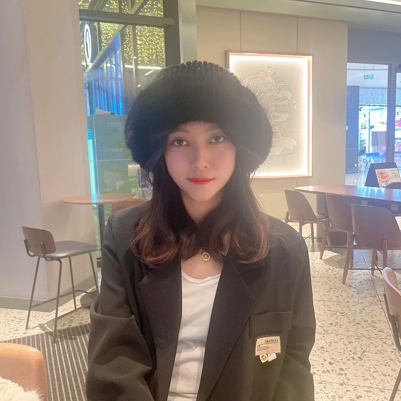 Klobouk Dámský Zimní Korejská Verze Plyšový Teplý Rybářský Klobouk Podzim a Zima s Plyšovou Ochrannou Klapkou na Uši Dámský Klobouk