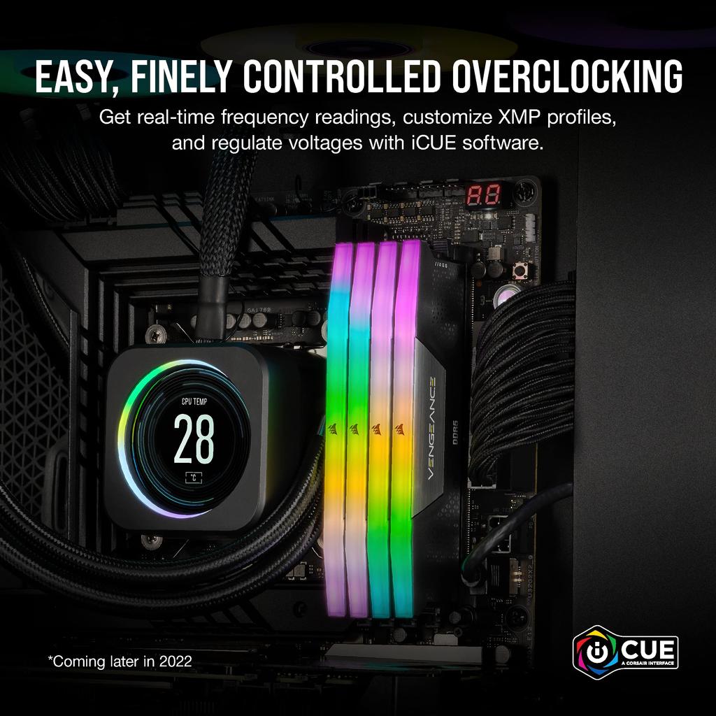 CORSAIR Stasjonær PC VENGEANCE RGB DDR5-serien Intel XMP-minne 64GB Svart 32GB Minne CMH64GX5M2B5600C40 DDR5-5600MHz Minne, (PC5-44800), Sett, (To