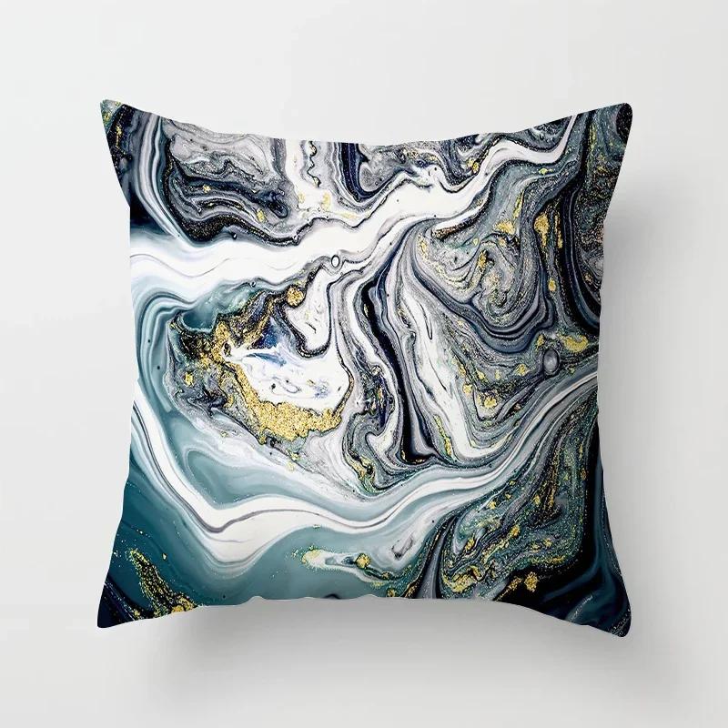 Home Decor Marine Marble Pattern Ative Pillowcase Polyester Cushion Cover  Pillow Sofa