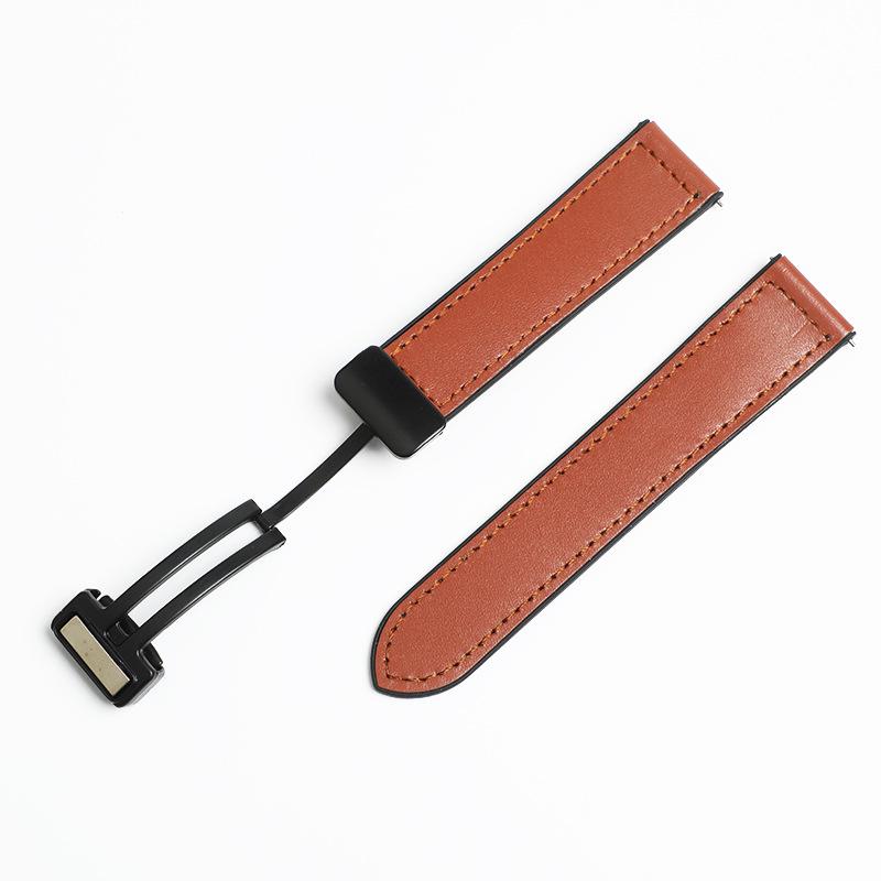 Huawei GT4 Smartwatch Band - Genuine Leather, Folding Magnetic Clasp, Quick Release Silicone Cowhide Strap