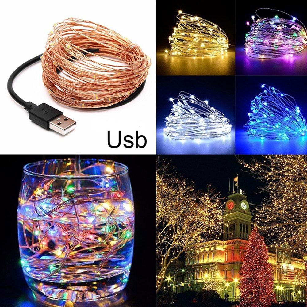 5/10m USB LED Sârmă impermeabilă șir de lumini de cupru Ghirlanda de decorare Zână