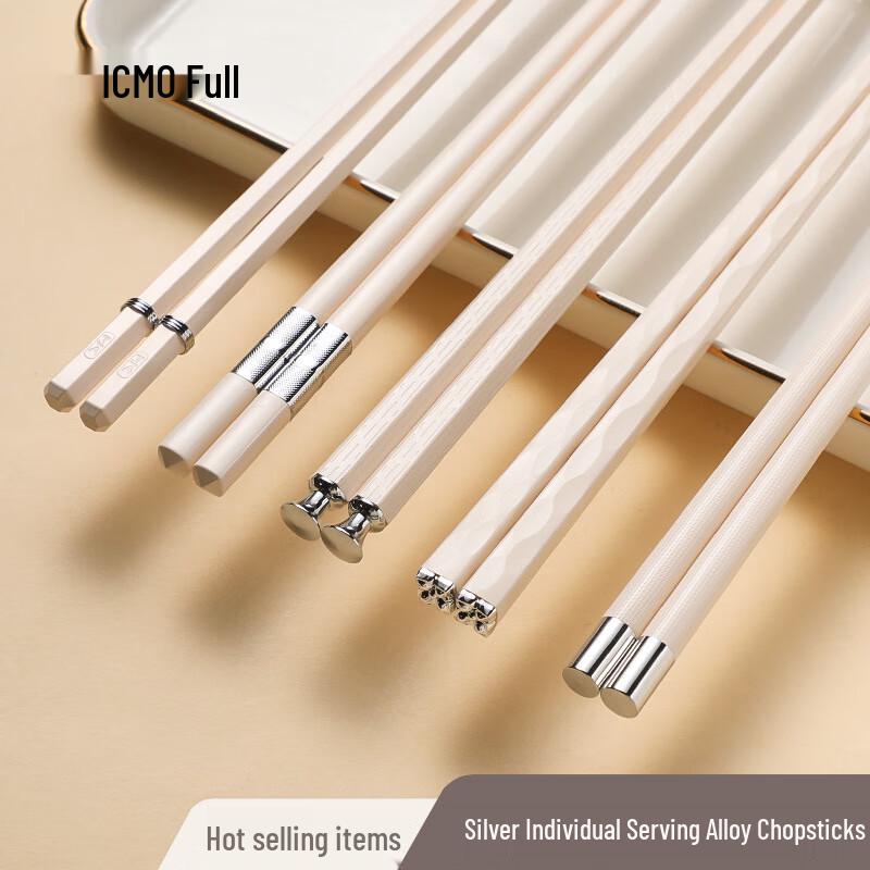 Kemandu 10-Pair Five-Color Alloy Chopsticks Set