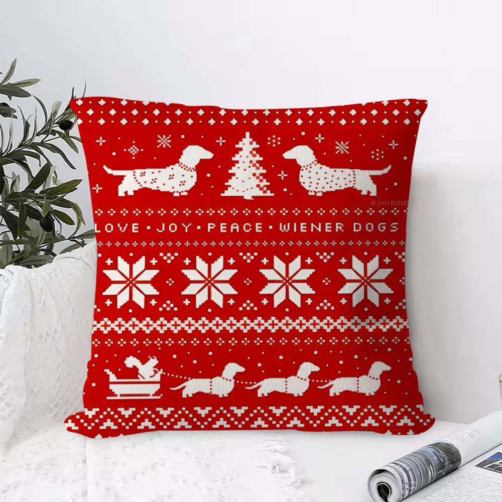 

Christmas Adorable Reindeer Pillow Case Square Pillow Bedroom Sofa Leisure Comfort Cushion Living Room Home Decoration 12x12Inch