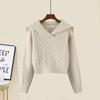 Retro Navy Collar High-Waist Women's Sweater - Soft Knit Pullover for Autumn/Winter 2024