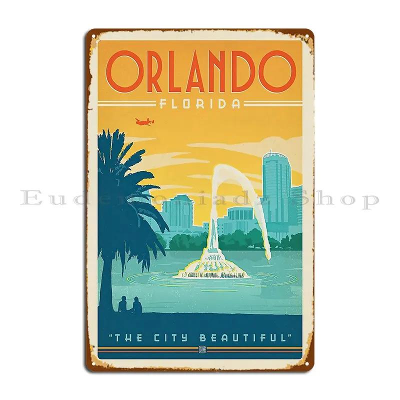 

Orlando Retro Color Print Poster Florida Usa Design Our First Home Gifts Metal Plaque Create Custom Personalized Tin Sign Poster 20x30cm