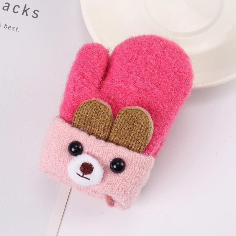 Children's Plus Velvet Thickened Bunny Gloves New Style Neck Finger Gloves Baby Kids Cute Windproof Gloves