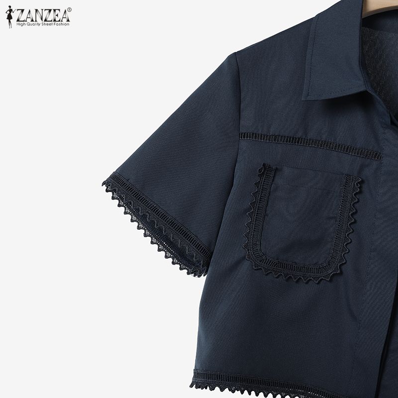 ZANZEA Women Short Sleeve Blouse and A-line Skirts Casual Two Piece Suit Sets