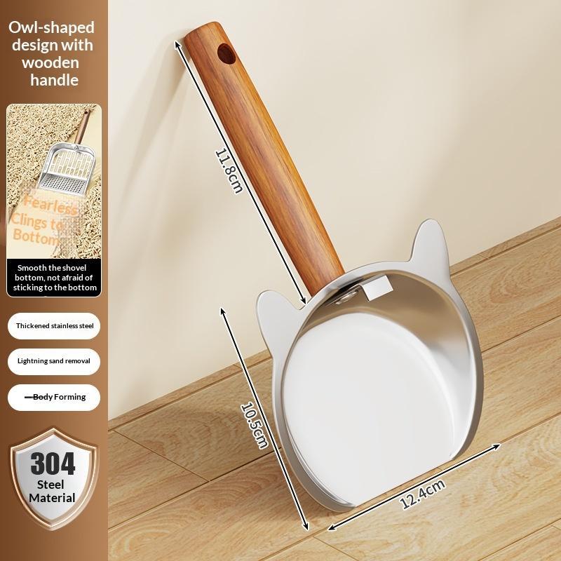 Stainless Steel Cat Litter Scoop Long Handle Pet Waste Shovel Cleaning Tool For Tofu Sand Litter Box Cats Supplies