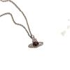 Modern Womens Titanium Steel Necklace With Saturn Charm And Microinlay For Daily Wear
