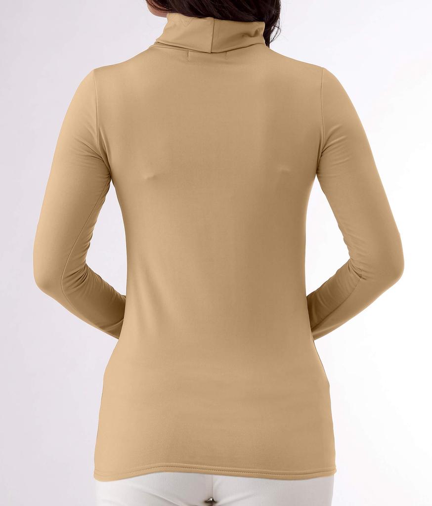 Little Island Warm Innerwear Women's High-Neck, High-Tension Fleece-Lined (Long Sleeves/Stretch) (3L/Beige)