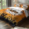 3-piece Halloween themed pumpkin, castle pattern, 1 quill cover+2 pillowcases, coreless, soft and comfortable bedding set