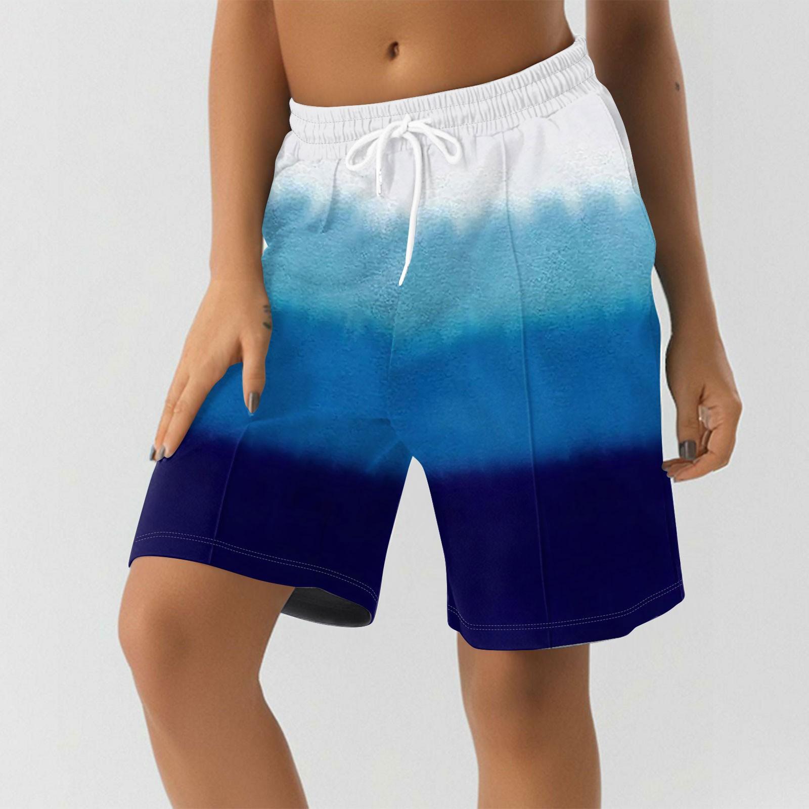 

Шорты для женщин с принтом, мягкие шорты для йоги и бега с карманами L синий