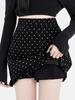 Women's Slim Fit Wool Polka Dot Ruffle Mini Skirt - High Waist, Casual Autumn/Winter A-line